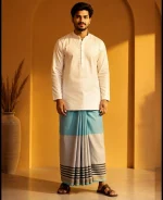 প্রিমিয়াম টু-পার্ট লুঙ্গি - আকাশী নীল - Image 11