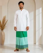 প্রিমিয়াম টু-পার্ট লুঙ্গি - ডিপ গ্রীন - Image 7