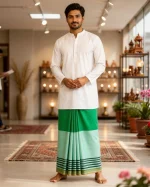 প্রিমিয়াম টু-পার্ট লুঙ্গি - ডিপ গ্রীন - Image 5