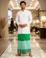 প্রিমিয়াম টু-পার্ট লুঙ্গি - ডিপ গ্রীন - Image 8