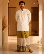 প্রিমিয়াম টু-পার্ট লুঙ্গি - জলপাই - Image 3