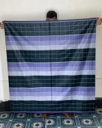 কালচে সবুজ + হালকা বেগুনি ডোরা বর্ডার লুঙ্গি - Image 2